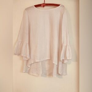 Bryn Walker White Top w/Ruffle long Sleeve